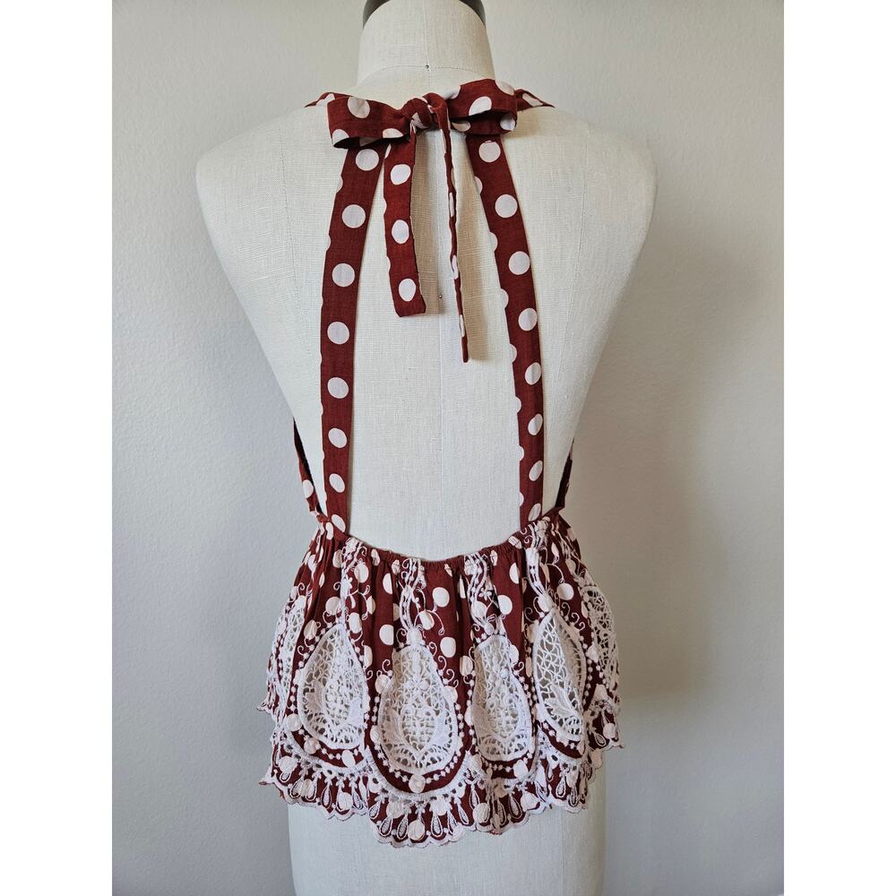 Free People Lunch Date Crochet Detail Halter Neck Top, Size M - Picture 6 of 8